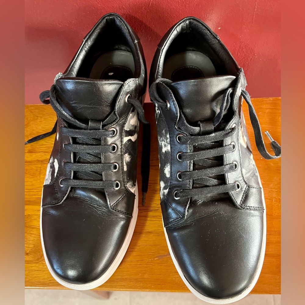 Badgley Mischka Men Athletic Shoes Sneakers Black White Design print size 10 - Picture 4 of 7